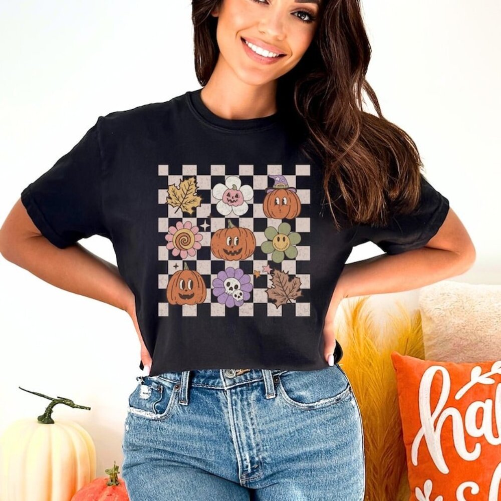 Retro Halloween Shirt, Floral Pumpkin Shirt, Cute Halloween Shirt, Cute Fall